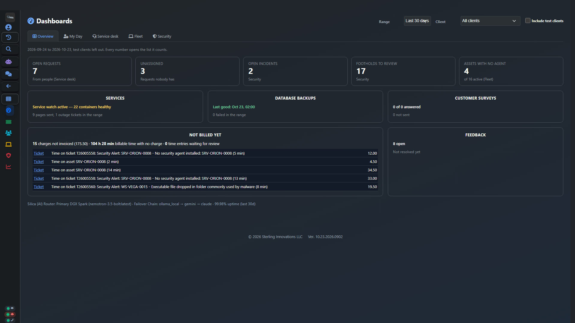 Glass Platform Live Dashboards Screenshot